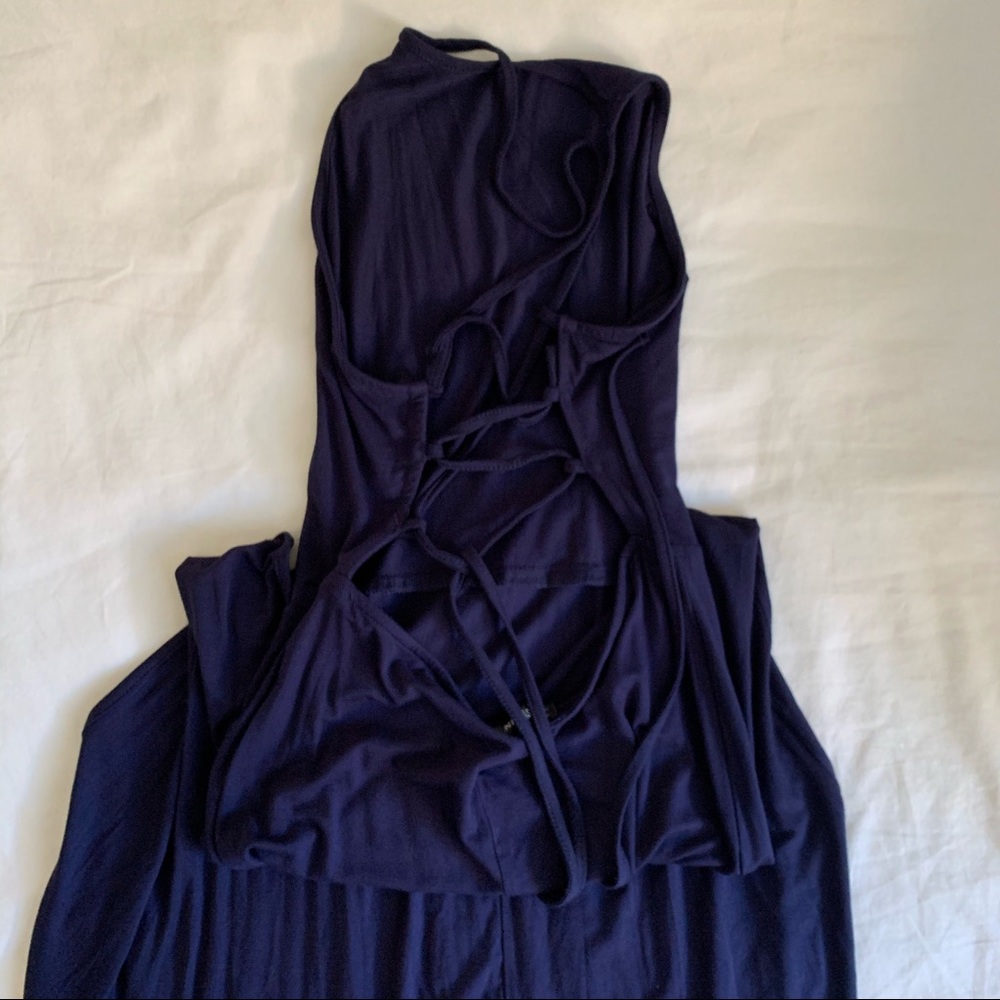 Split Front Crisscross Back Halter Maxi Dress - image 6